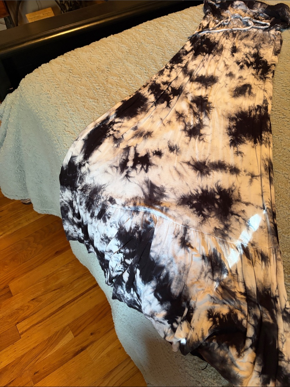 MM Couture Black and White Tie-Dye Maxi Dress